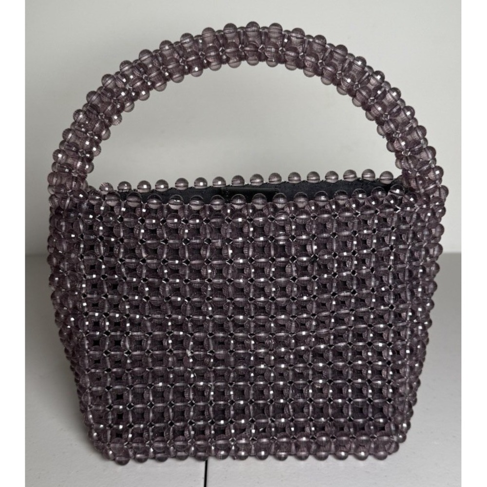 Bouffants & Broken Hearts Purple Beaded Top Handle Bag Detachable Strap